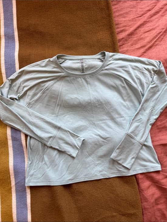 Beyond Yoga Tops - Beyond Yoga Pale Blue Long-Sleeve Crewneck Top